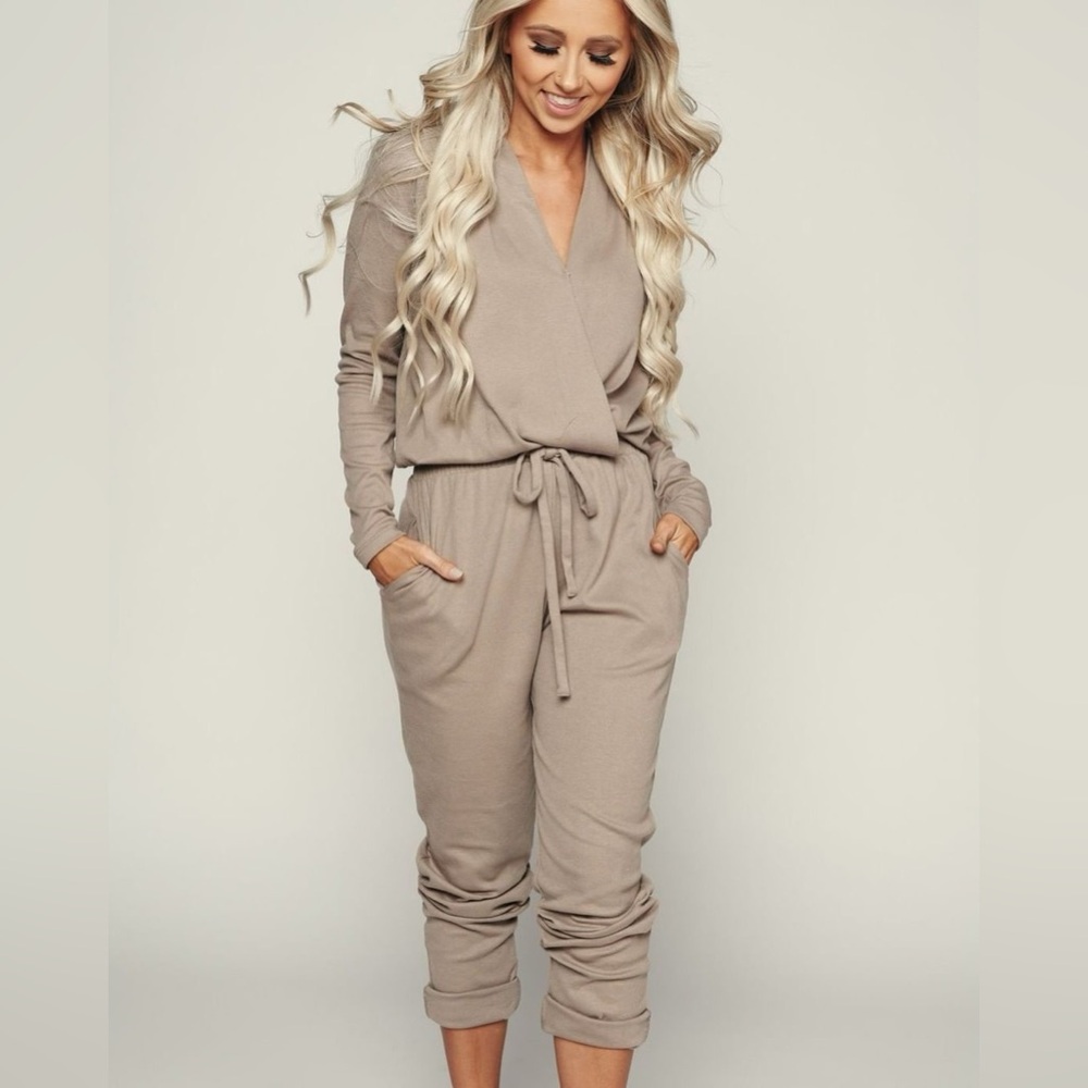 NanaMacs Fashion on Earth hello darling jumpsuit (tan) SMALL